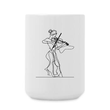 Violine Mädchen Zeichnung - Große Tasse 440 ml - Weiß - Vorne