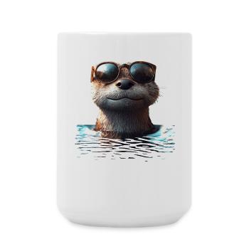 Loutre Loutre de mer Loutre Loutre Martre amour Loutre mignonne - Grande tasse 440 ml - blanc - Devant