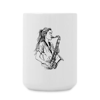 Saxophone Player Sketch - Large Mug 440 ml - white - Front