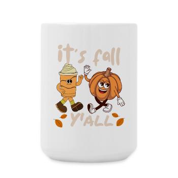 Retro cartoon pumpkin spice latte it's fall y'all - Grande tasse 440 ml - blanc - Devant