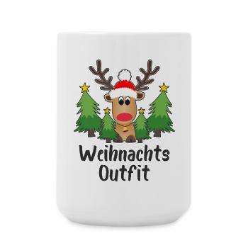Rentier Weihnachtsoutfit Tannenbäume Weihnachten - Große Tasse 440 ml - Weiß - Vorne