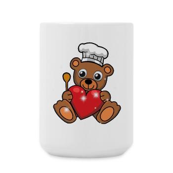 ours en peluche, cuisinier, chef, chef, cuisinier, cuisinier, coeur - Grande tasse 440 ml - blanc - Devant