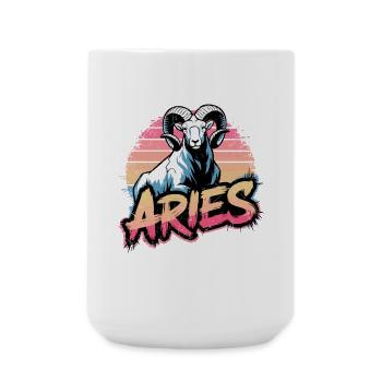Aries Horoscope Astrology Sign Vintage Design. - Large Mug 440 ml - white - Front
