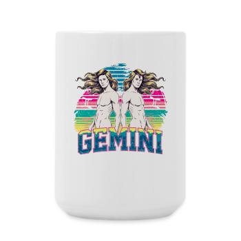 Gemini Horoscope Astrology Twins Sign Vintage. - Large Mug 440 ml - white - Front