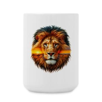 Löwe - Große Tasse 440 ml - Weiß - Vorne