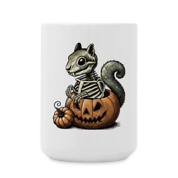 Skeleton squirrel motif in a pumpkin - Large Mug 440 ml - white - Front