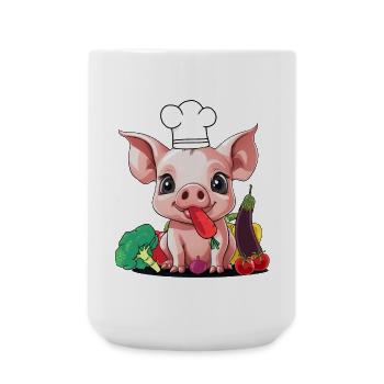 Schwein Gemüse Koch Köchin Köche kochen Ferkel - Große Tasse 440 ml - Weiß - Vorne
