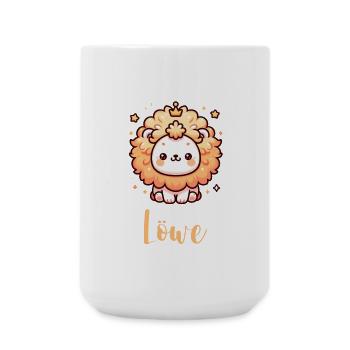 Löwe Design für Sternzeichen Fans – Kawaii Motiv - Große Tasse 440 ml - Weiß - Vorne
