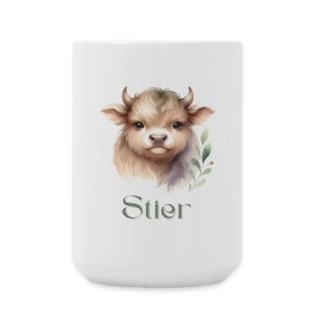Elegantes Stier Sternzeichen Aquarell Geschenk - Große Tasse 440 ml - Weiß - Vorne