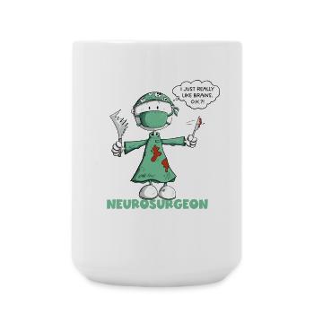 Neurosurgeon Saying Surgeon Stick Figure Cartoon - Large Mug 440 ml - white - Front