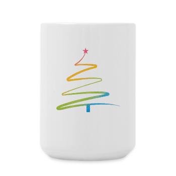 Regenbogen Weihnachtsbaum Aquarell - Große Tasse 440 ml - Weiß - Vorne