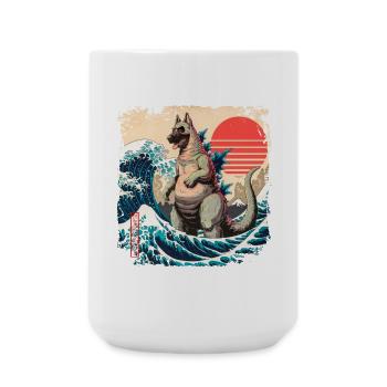 Funny Monster German Shepherd Dogzilla Anime Manga - Large Mug 440 ml - white - Front