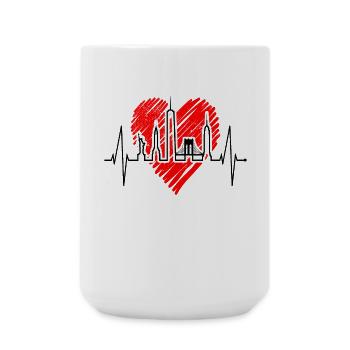 New York Skyline Herzschlag Herz Puls USA Geschenk - Große Tasse 440 ml - Weiß - Vorne