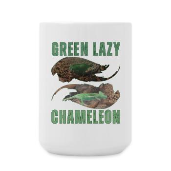 Green Lazy Chameleon T-Shirt Design - Large Mug 440 ml - white - Front