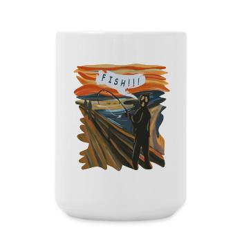 Fan graphic of an angler at sunset - Large Mug 440 ml - white - Front