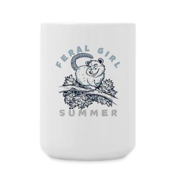 Feral Girl Summer Opossum Illustration - Large Mug 440 ml - white - Front