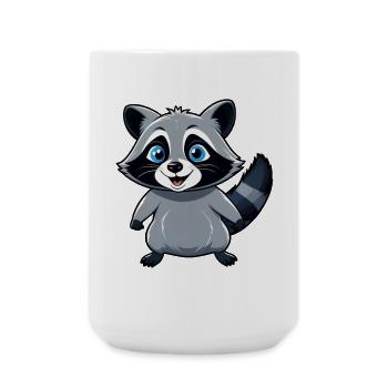Mignon petit raton laveur aux yeux bleus - Grande tasse 440 ml - blanc - Devant