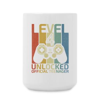 Level 4 Unlocked Shirt Video Gamer 4Th Birthday - Large Mug 440 ml - white - Front