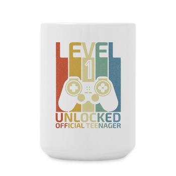 Level 1 Entsperrtes Shirt Video Gamer 1. Geburtstag - Große Tasse 440 ml - Weiß - Vorne