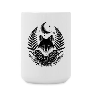 Filigraner Fuchs mit Farn und Zapfen im Herbst - Große Tasse 440 ml - Weiß - Vorne
