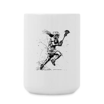 Lacrosse Mädchen Zeichnung - Große Tasse 440 ml - Weiß - Vorne