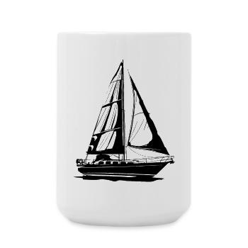 Segelboot Skizze - Große Tasse 440 ml - Weiß - Vorne