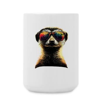 Meerkat Sunglasses Colorful Cute Meerkat - Large Mug 440 ml - white - Front