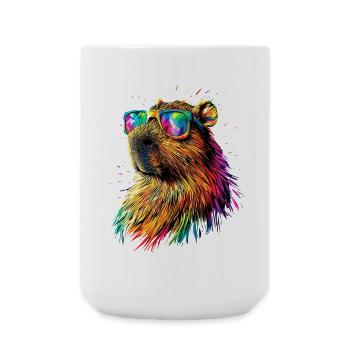 Capybara Sunglasses Colorful Popart Capybara - Large Mug 440 ml - white - Front