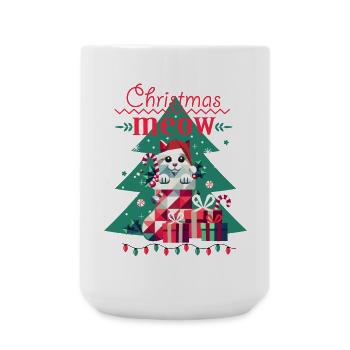 Chat espiègle en bas - Style de Noël laid - Grande tasse 440 ml - blanc - Devant