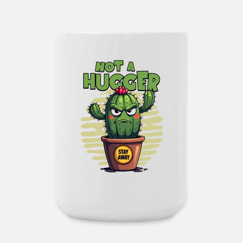 Not a Hugger – Cactus with "Stay Away" - Large Mug 440 ml - white