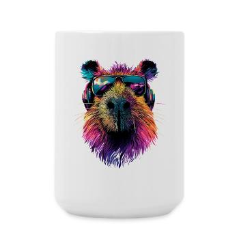Capybara Sunglasses Colorful Popart Capybara - Large Mug 440 ml - white - Front