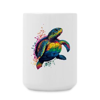 Schildkröte Bunt Popart Reptil Süße Schildkröten - Große Tasse 440 ml - Weiß - Vorne