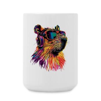 Capybara Sunglasses Colorful Popart Capybara - Large Mug 440 ml - white - Front