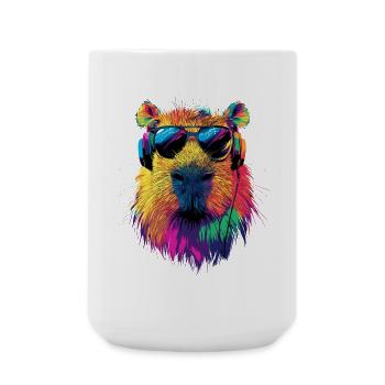 Capybara Sunglasses Colorful Popart Capybara - Large Mug 440 ml - white - Front