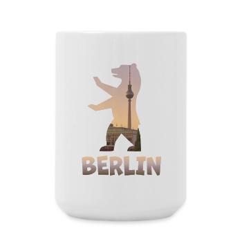Berlin Bär gefüllt mit Skyline Fernsehturm - Große Tasse 440 ml - Weiß - Vorne