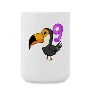 9th Birthday Motif Toucan Bird - 9 Years - Large Mug 440 ml - white - Front