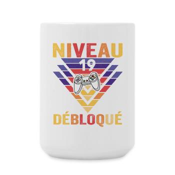 Level 19 Freigeschaltetes Geschenk 19 Jahre alter Gamer Geek Lustig - Große Tasse 440 ml - Weiß - Vorne