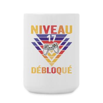 Level 17 Unlocked Gift 17 Year Old Gamer Geek Funny - Large Mug 440 ml - white - Front