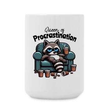 Queen of Procrastination – Raccoon on the Sofa - Large Mug 440 ml - white - Front