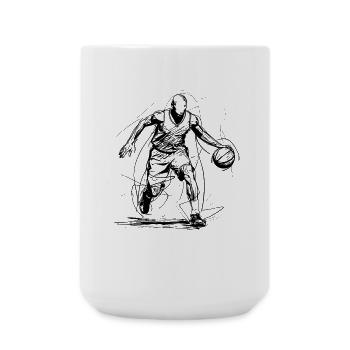 Dessin au trait de joueur de basket-ball - Grande tasse 440 ml - blanc - Devant