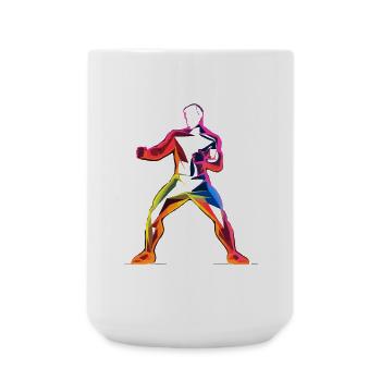 Kickboxer Cartoon Stil - Große Tasse 440 ml - Weiß - Vorne