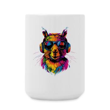 Eichhörnchen Kopfhörer Bunt Popart DJ Eichhörnchen - Große Tasse 440 ml - Weiß - Vorne