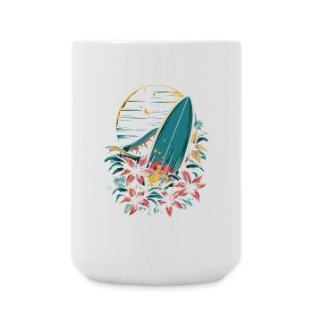 Surfbrett Cartoon - Große Tasse 440 ml - Weiß - Vorne