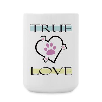 Véritable amour Empreinte de patte - Grande tasse 440 ml - blanc - Devant