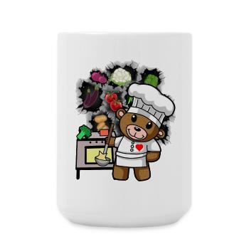 Teddy Teddybär Koch Köche Kochen Köchin Gemüse - Große Tasse 440 ml - Weiß - Vorne