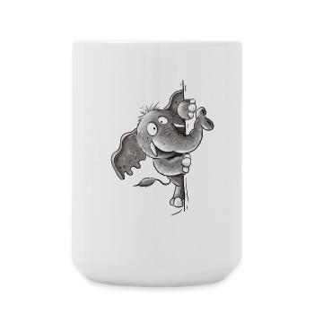 Funny Elephant Animal Motif Wild Animal Elephant - Large Mug 440 ml - white - Front