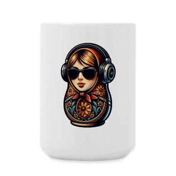Russian Matroschka Musik Russland Russische - Große Tasse 440 ml - Weiß - Vorne