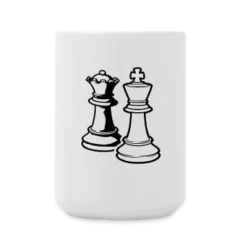 Schach Dame und König - Große Tasse 440 ml - Weiß - Vorne