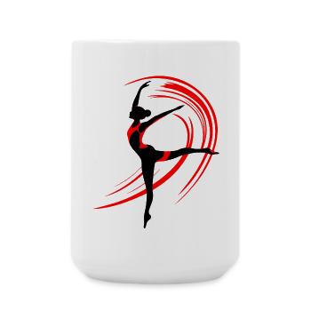 Gymnast Artistic Gymnast with Ribbon, red-black - Large Mug 440 ml - white - Front