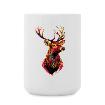 Deer, Antlers, Hunting, Deer, Reindeer, Red Deer, Hunter - Large Mug 440 ml - white - Front